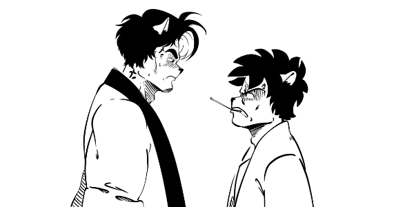 Shaozei et son père se faisant face.